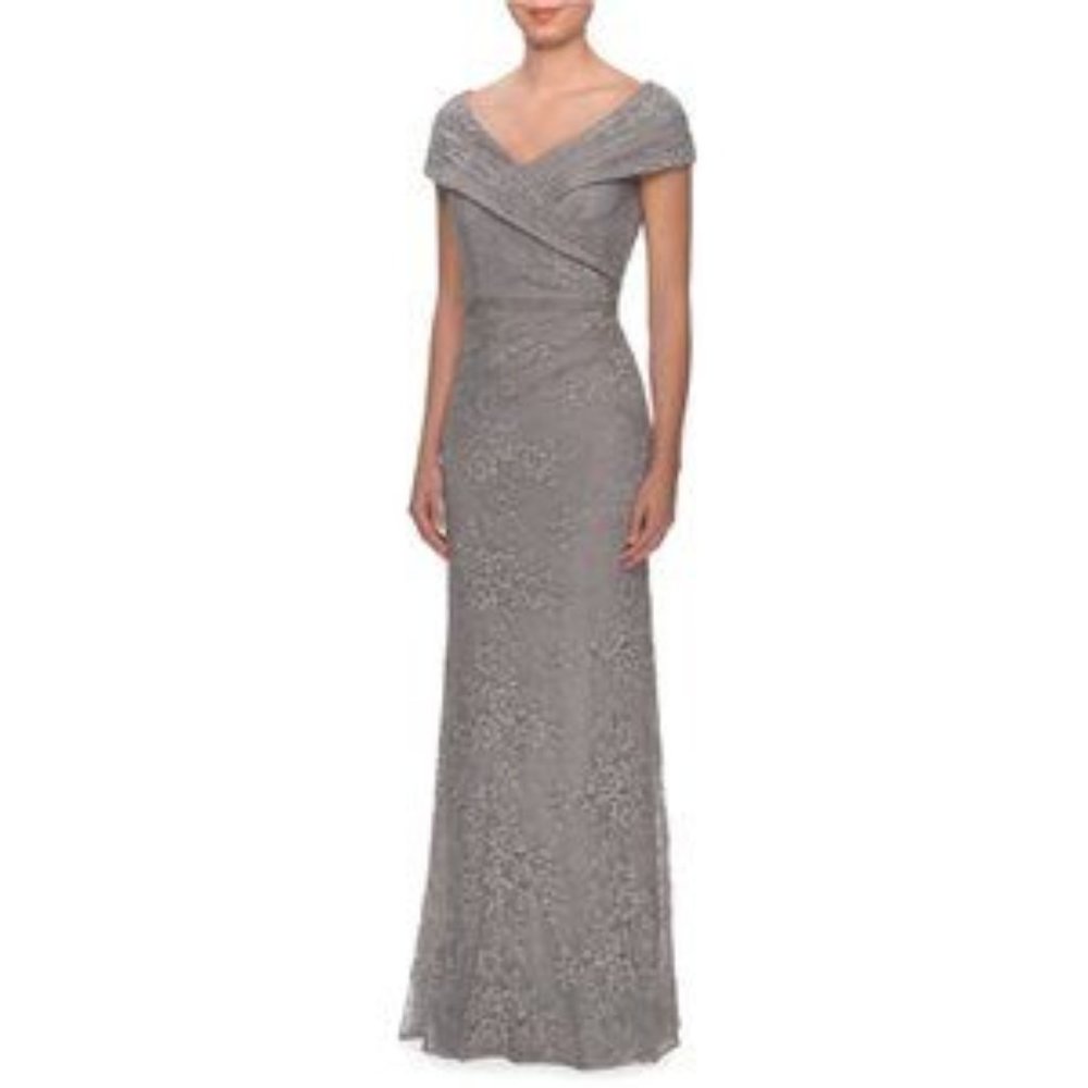 NEW La Femme Portrait Off-the-Shoulder Lace Gown (NWT)